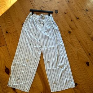 Anthropologie White Striped Pants